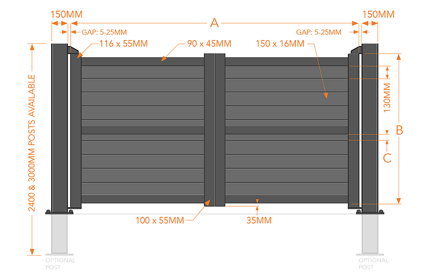 RMG 002DG Aluminium Driveway Gate